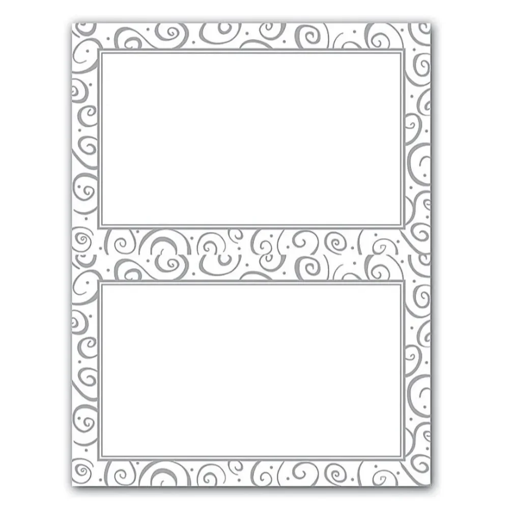 NWT 48 Gartner Studios 2-Up Invitations Silver Swirl 5.5